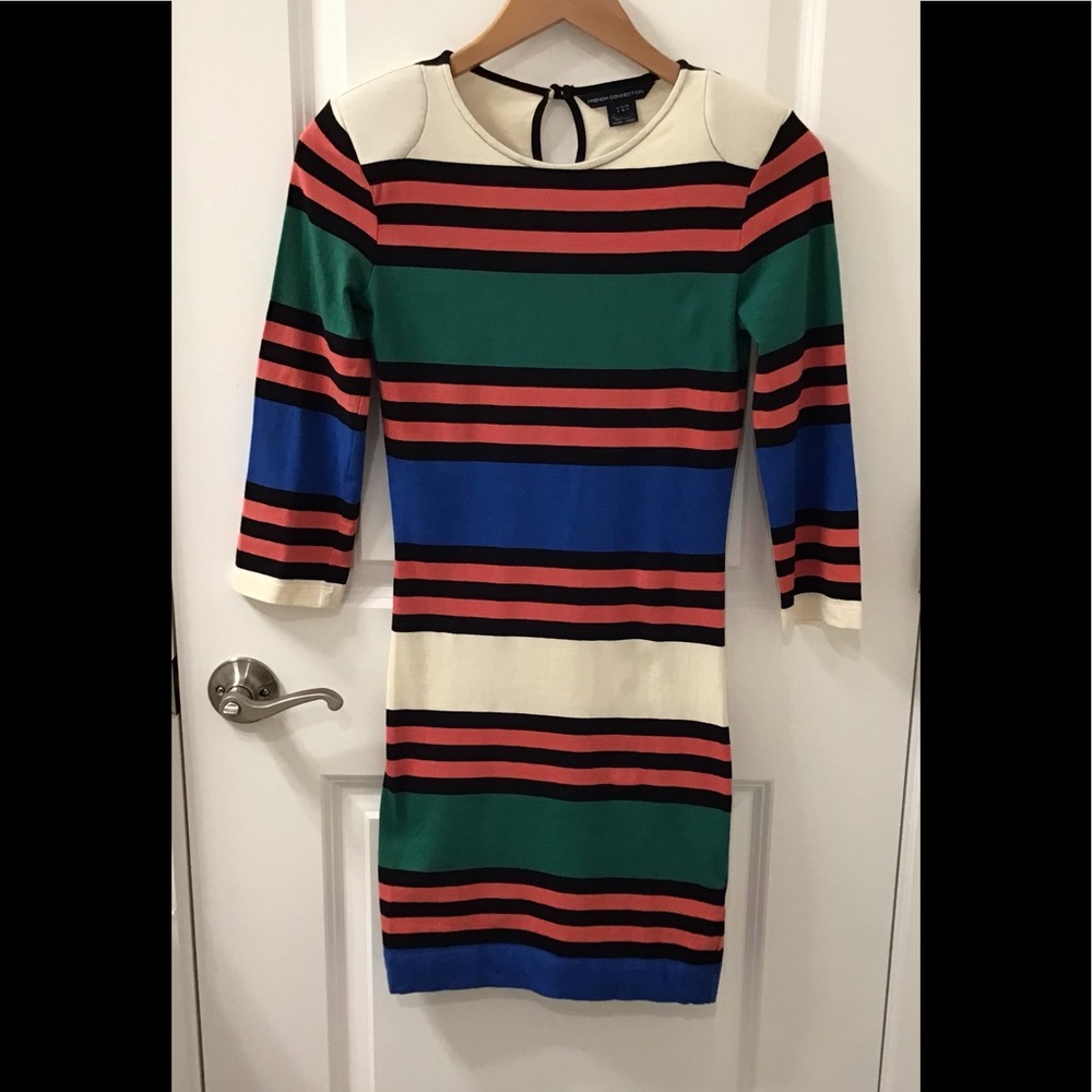 French Connection Knit Dress Multi-Color Stripes Size 4